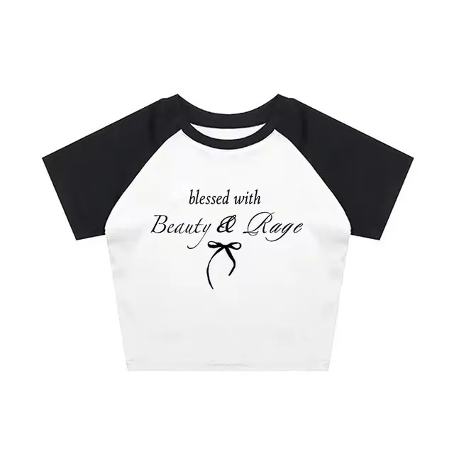 Sexy Navel T shirt Letter Print Casual All matching Tops Black And White 2 - Shop at LoveMi