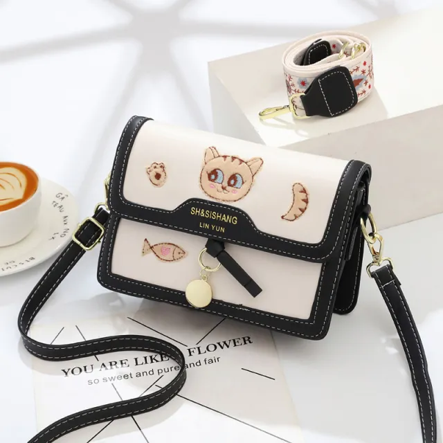 All match Shoulder Messenger Bag Fashionable Small Square Bag Chic Black - Shop at LoveMi
