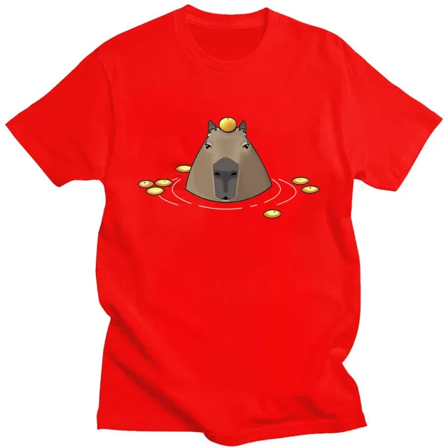 Funny Cute Capybara T shirt Animal Pattern Red - Shop at LoveMi