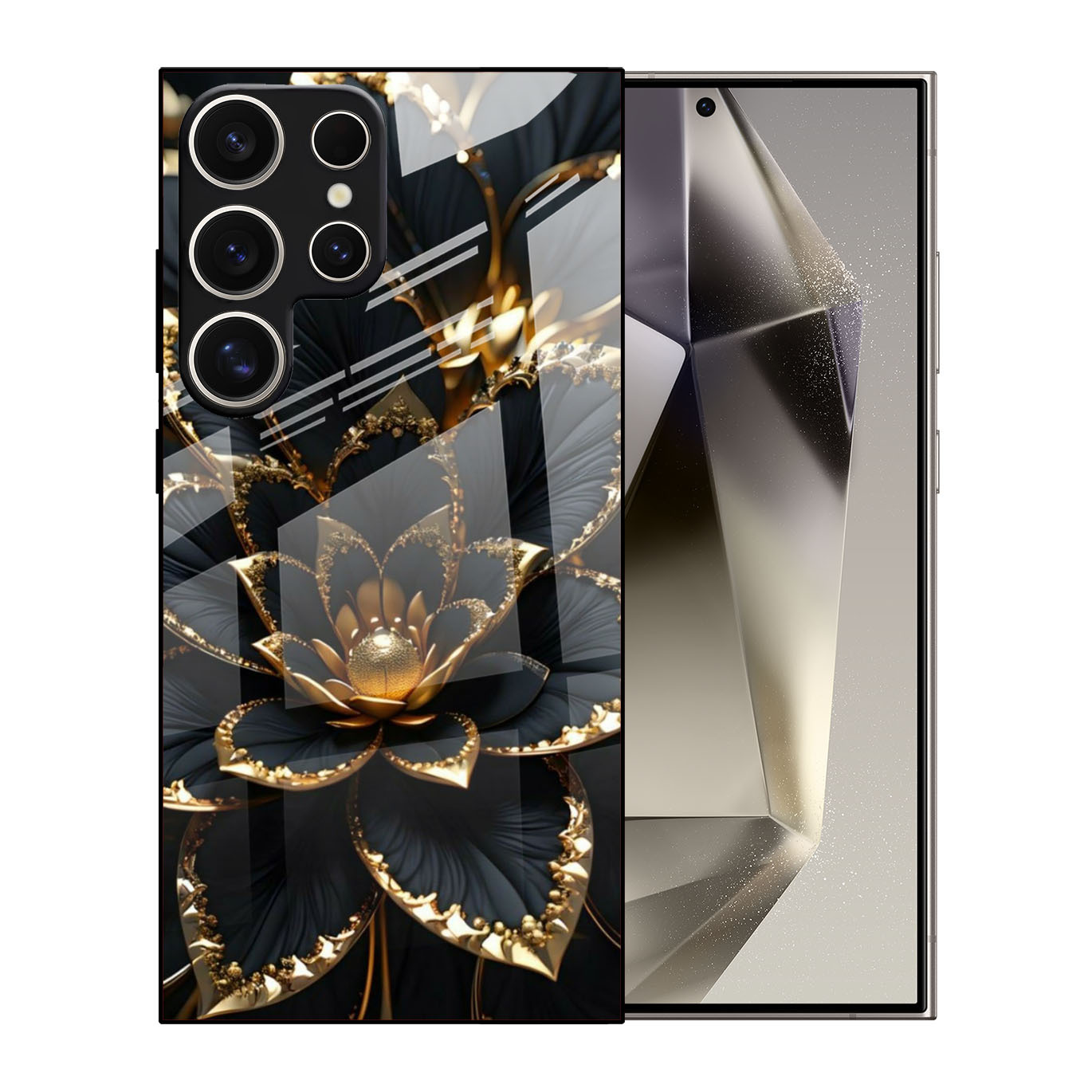 Glass Phone Case Golden Leaf Protective Cover