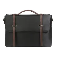 Men's Portable Casual Canvas Shoulder Bag - Black - View 1