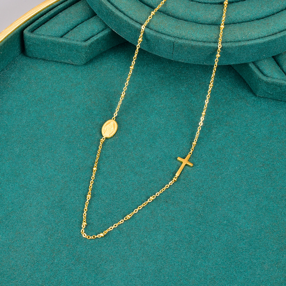 Fashion Personalized Coin Cross Oval Necklace