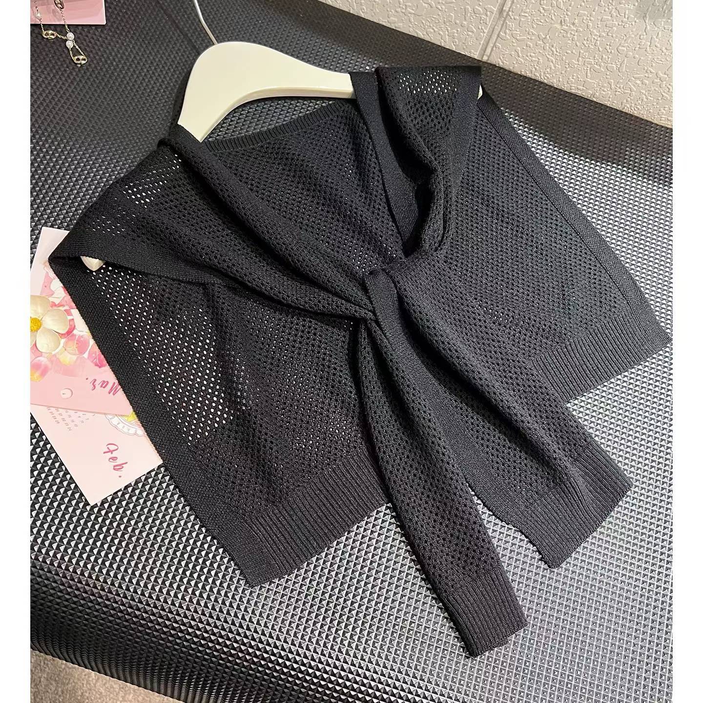 Hollow-out Lightweight Ice-silk Knitted Shawl