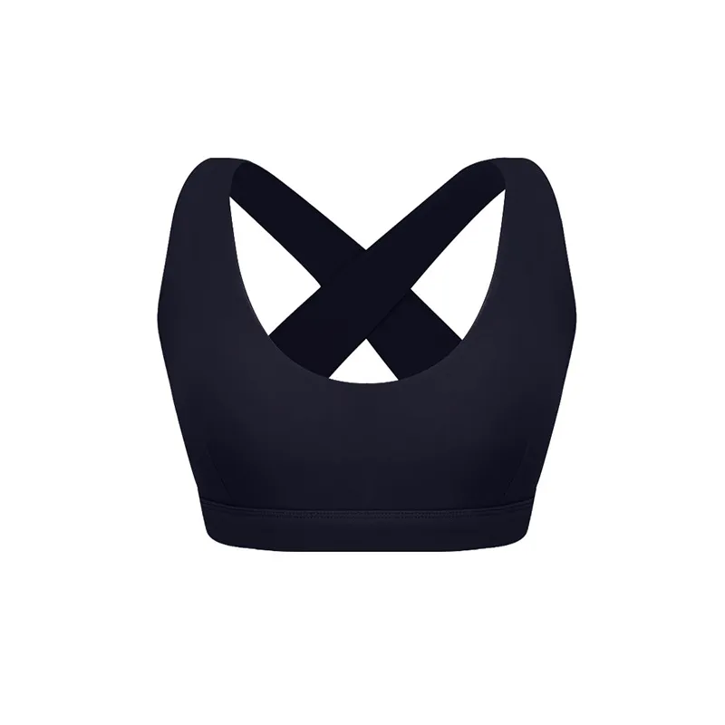 X-type Hollow-out Beauty Back High Elastic Sports Bra - Black
