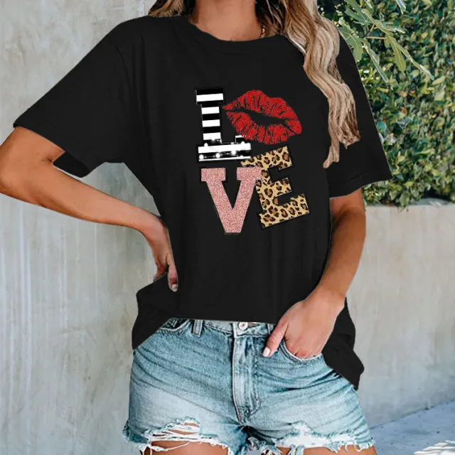 Printed Urban Casual T shirt Women Black - Shop at LoveMi