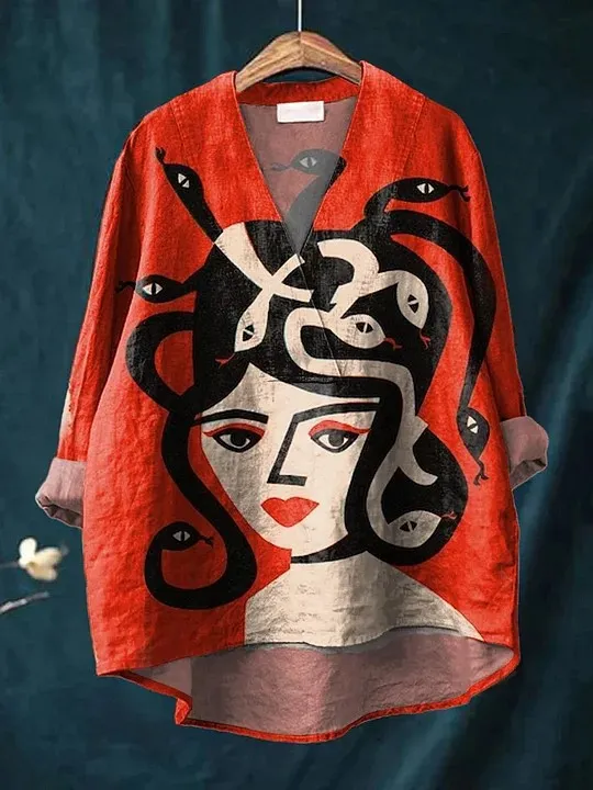 Fashion Digital Printing Large Wide V neck Top N8 S - Shop at LoveMi