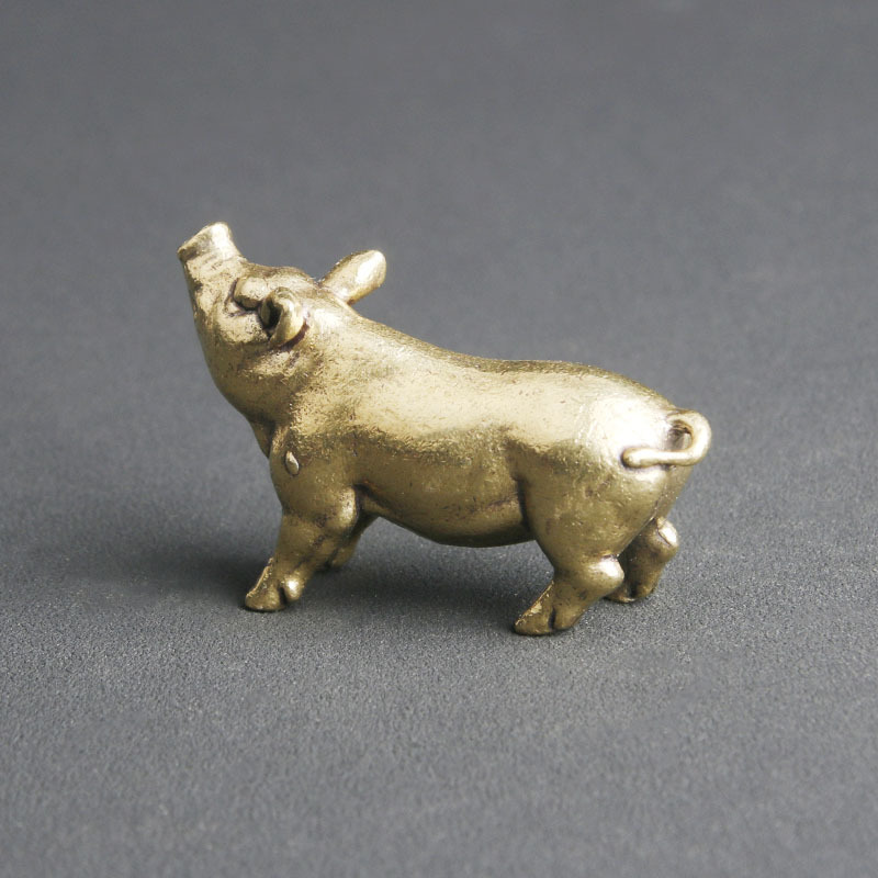 Title 7, Solid Brass Zodiac Pig Tea Pet Ornaments