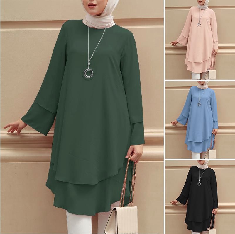 Womens Holiday Party Solid-Color Shirt Long Dress Top
