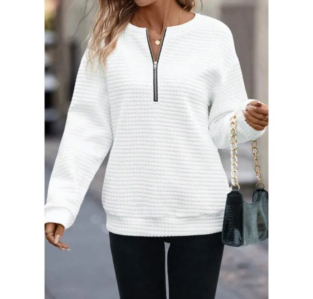 Solid Color New Long Sleeve Women's Sweater White - Shop at LoveMi