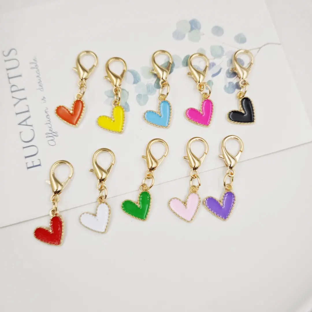 Alloy Oil-drop Heart Pendant, Small Charm, Shoelace