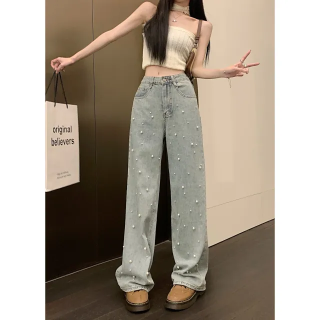 Jeans Women's Summer New Design Sense High Waist Straight Wide Leg Pants Blue Version - Shop at LoveMi