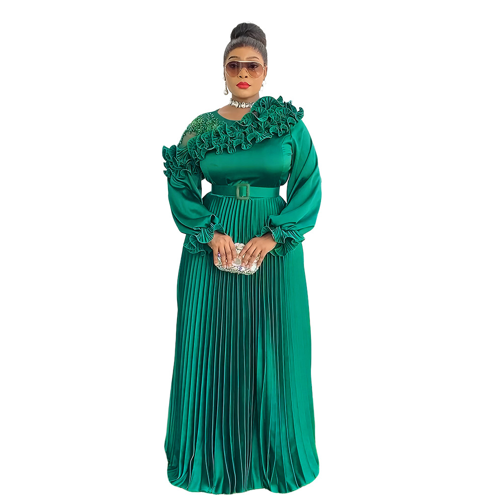 Long Sleeve Dress African Pleated Skirt