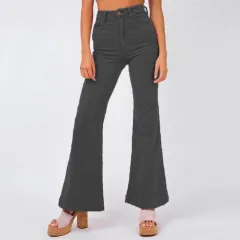 Fashion New Corduroy Bell-bottom Pants Wide Leg Pants Women Street Solid Color Casual - Gray - View 1