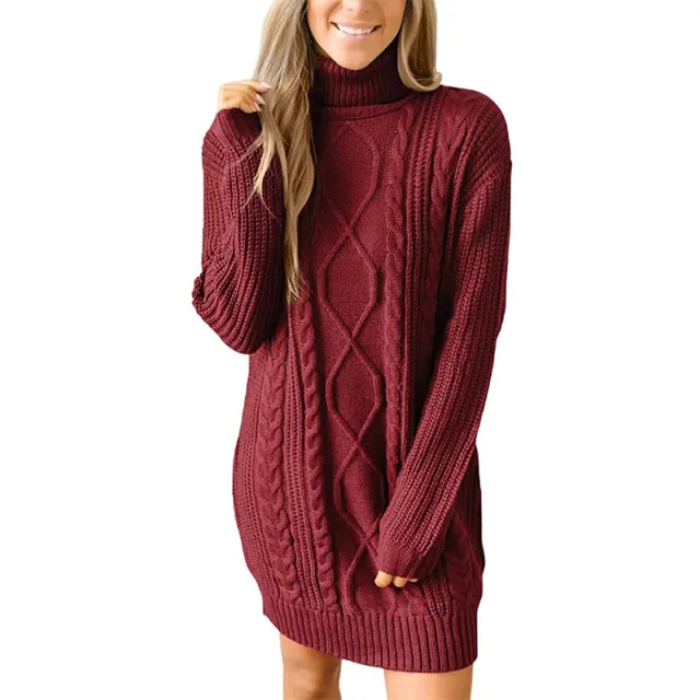 Distressed Knitted Pullover Sweater For Women Wine - Shop at LoveMi
