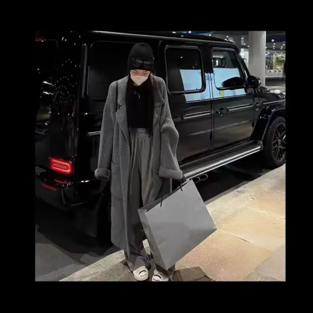 Women's Autumn Winter Retro Idle Style Loose High grade Knitted Jacket Gray - Shop at LoveMi