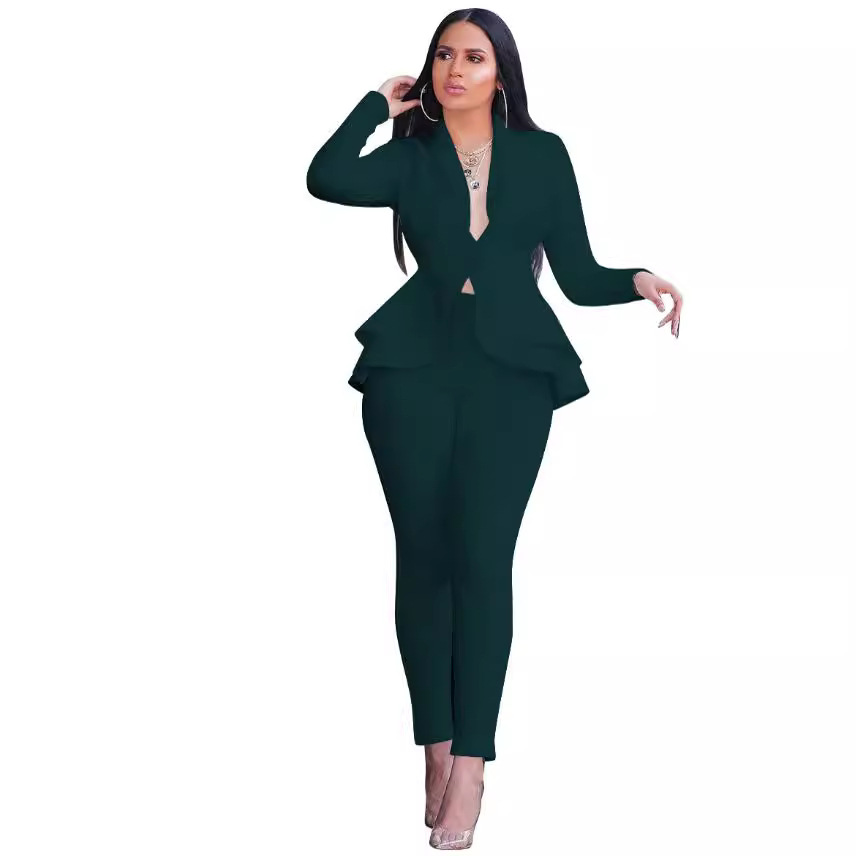 European And American-style Chic Ruffled Blazer Casual Set 7
