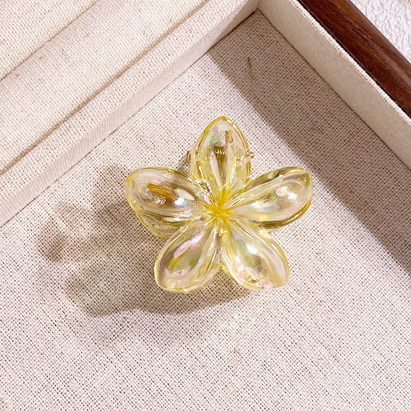 Mini 4CM Plumeria Rubra Grip Electroplated AB Color Bauhinia Barrettes