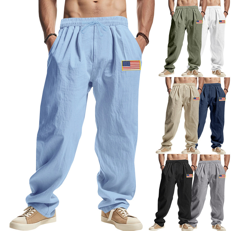 American Spring Men's Linen Hip Hop Machete Wide Leg Trousers