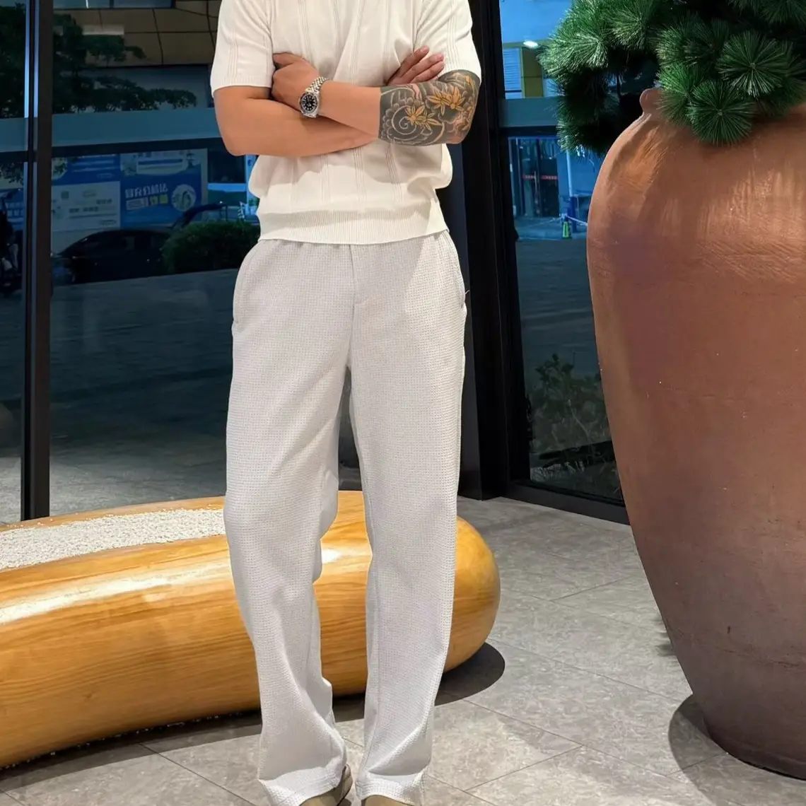 Loose Fitting Straight Leg Draping Casual All Matching Sweatpants