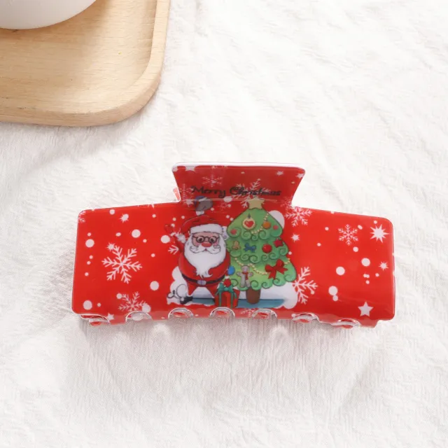 Christmas Snowflake And Santa Claus Pattern Shark Clip For The Back Of The Head Glasses Santa Claus - Shop at LoveMi