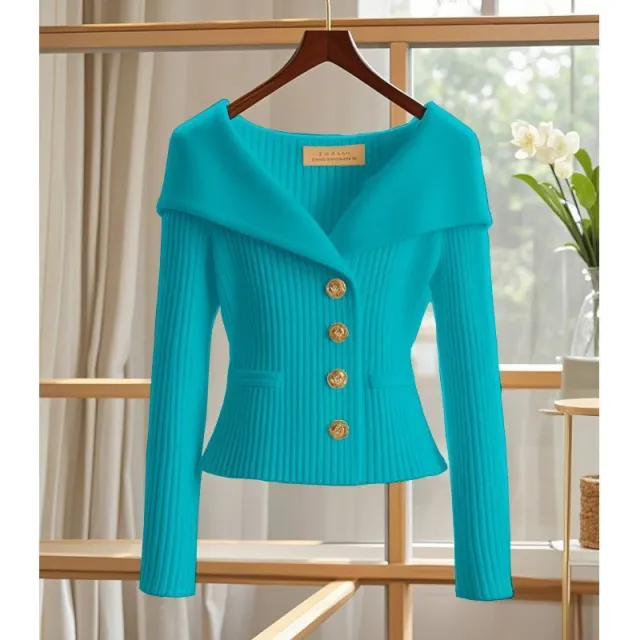 High end Design Sense Socialite Cool Waist Temperament Wild Flab Hiding Peacock Blue - Shop at LoveMi
