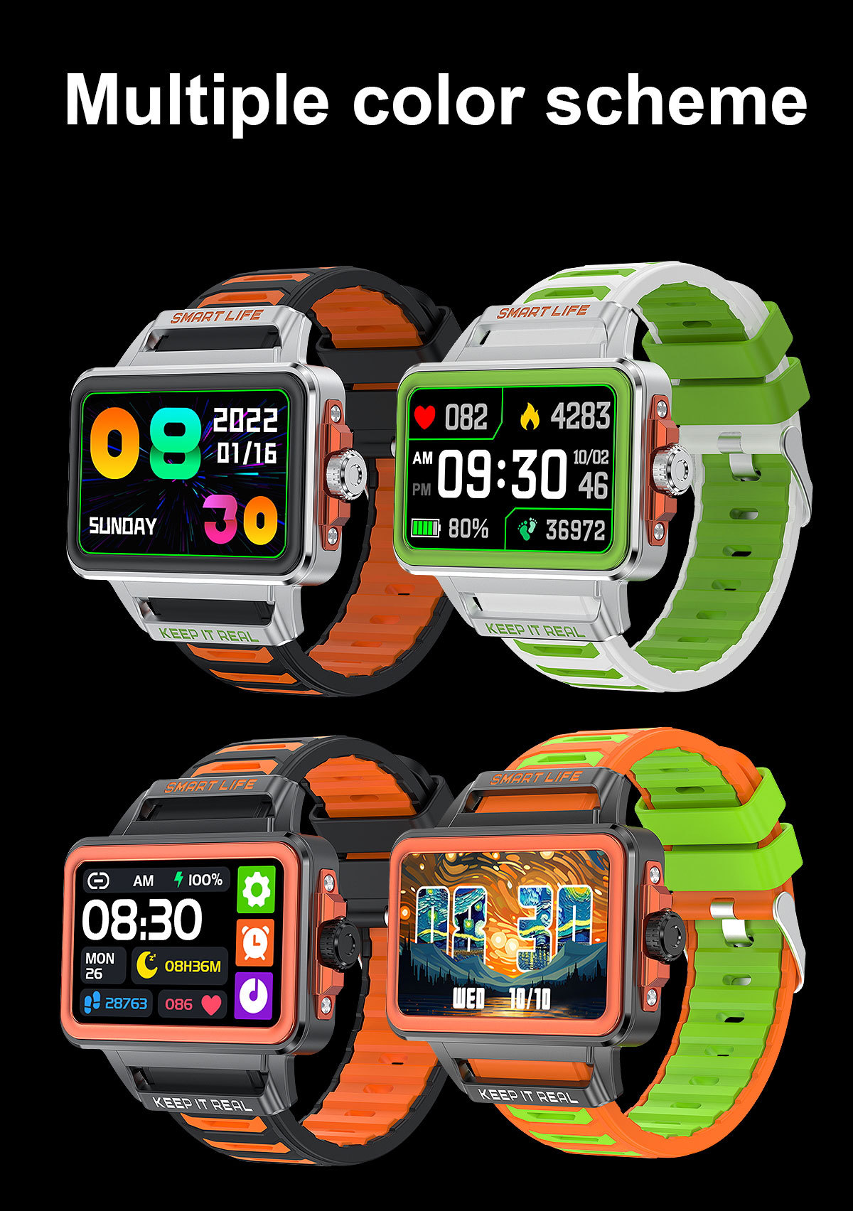 Montre connectée mode — Écran carré 1,57 pouce 9
