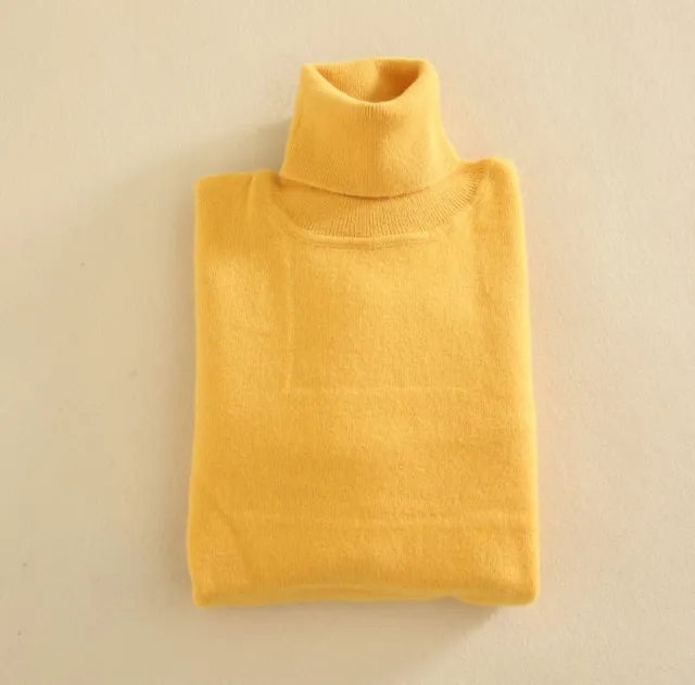 Cashmere Sweater High Lapel Knitted Pullover Bottoming Shirt Turmeric M - Shop at LoveMi