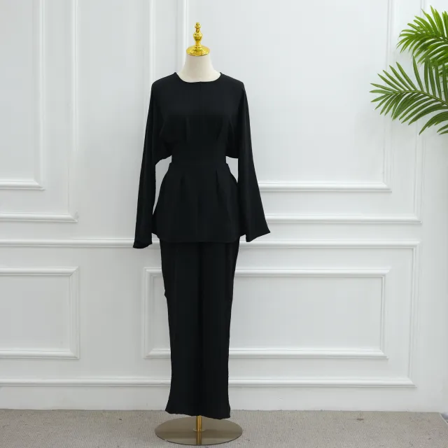 Fashion Solid Color Top Pants Two piece Set Black - Shop at LoveMi