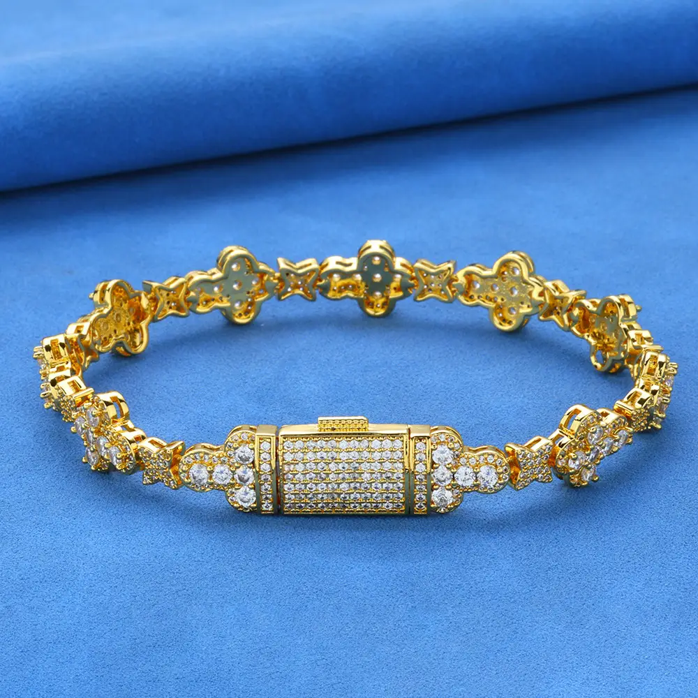 Hip Hop 10mm Cross Star Zircon Bracelet