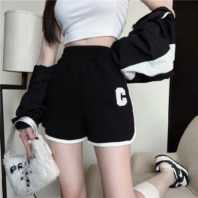 Spicy Girl Sports Shorts For Women Loose Fit Outerwear Versatile For Summer Black - Shop at LoveMi