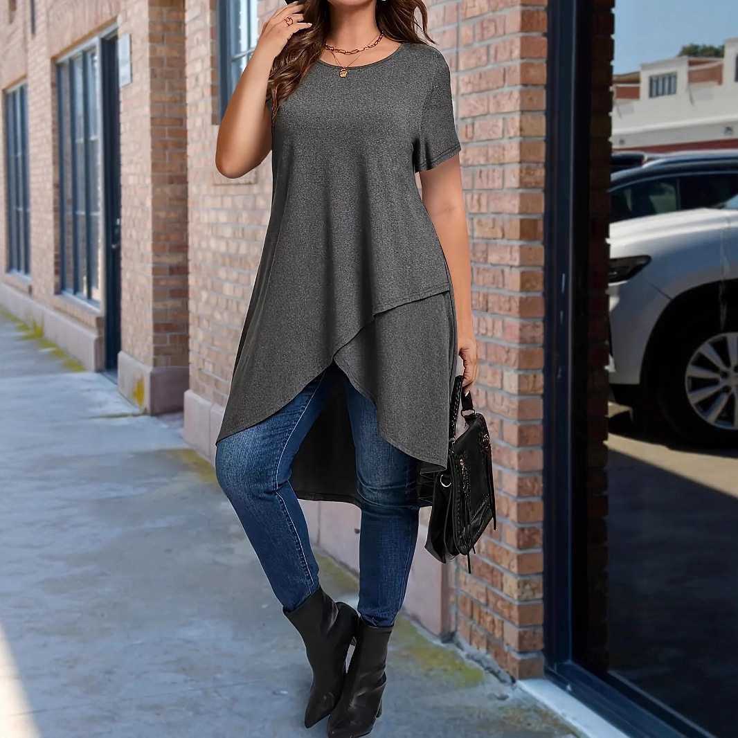 New Womens Casual Loose-fitting Short-sleeve Top For Everyday Wear
