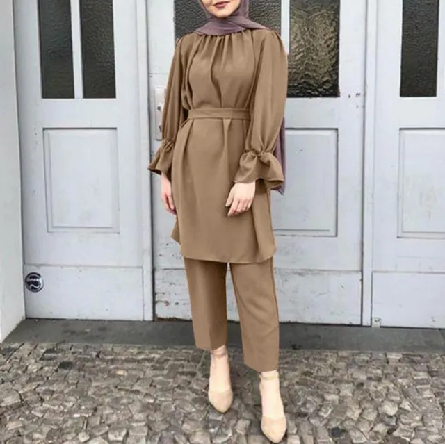 Women's Summer Solid Color Casual Top And Blouse And Pants Khaki - Shop at LoveMi