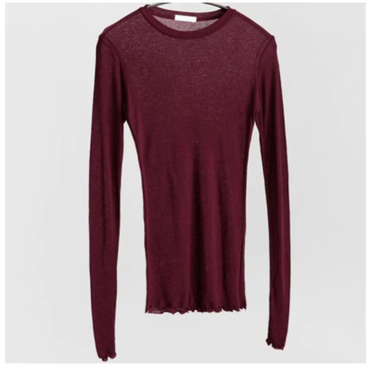 Title 6, All-match slimming round neck long sleeves