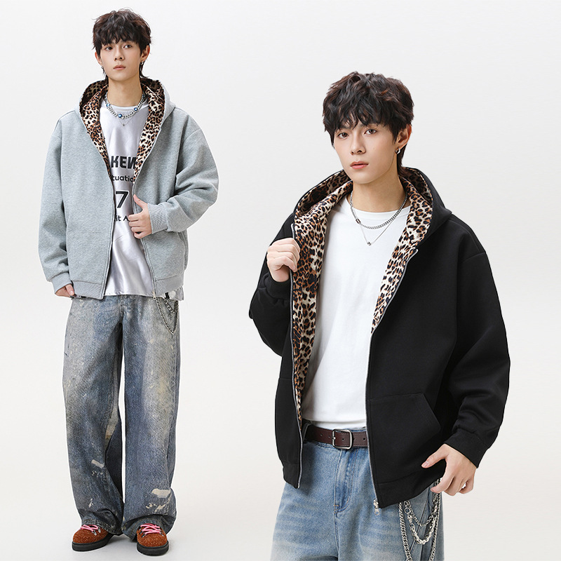 $26.35 Stitching Leopard Print Double-sided Sweater