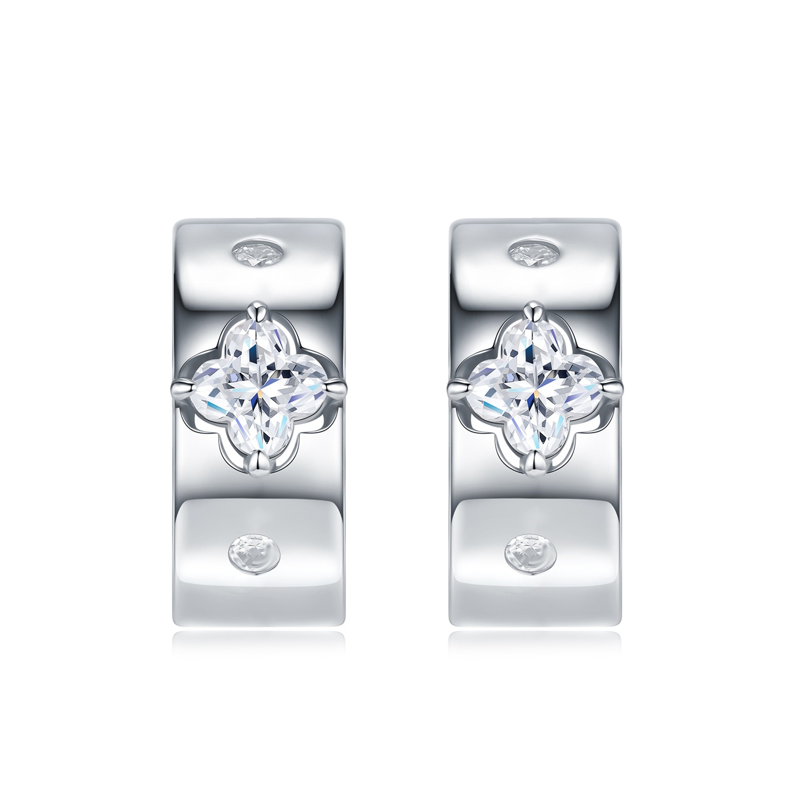 S925 Silver Moissanite Cross-Border Sterling Silver Flower Earrings With A Light Luxury