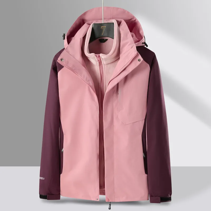 Three-in-one Men's Assault Couple Fleece Padded Coat - Wine