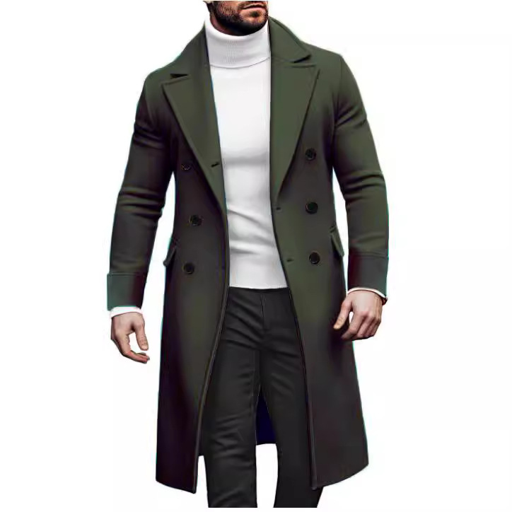 Woolen Large Overcoat Male Double-breasted Coat - Image 4