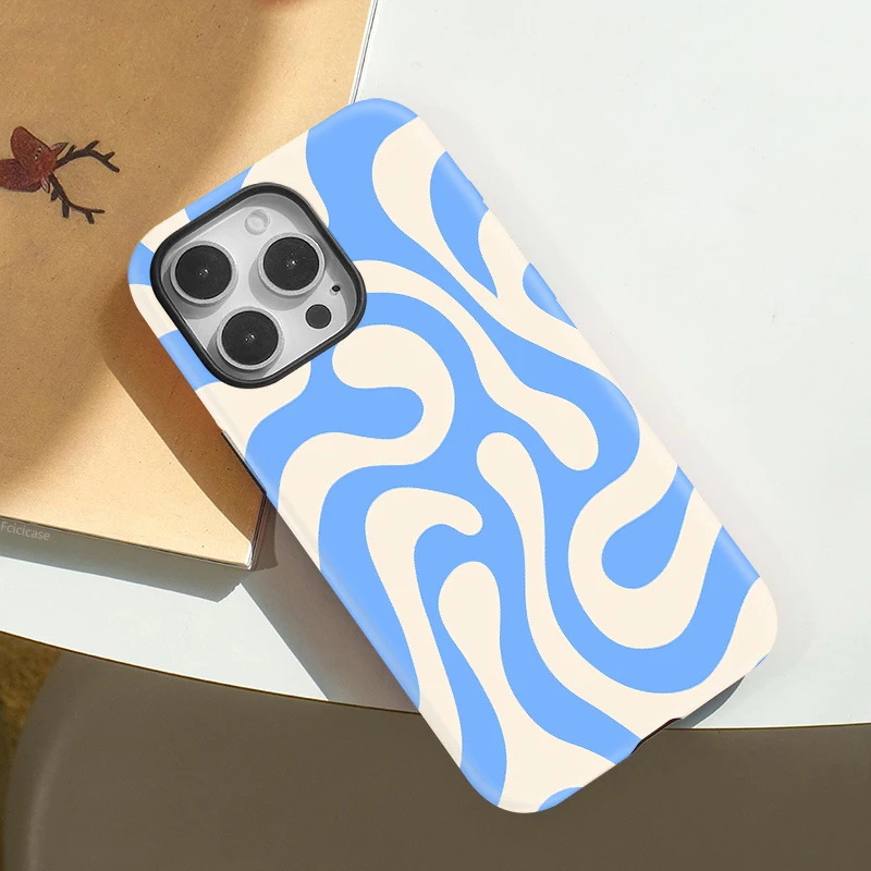 Creative Blue-striped Phone Case Shatter-resistant Minimalist Design