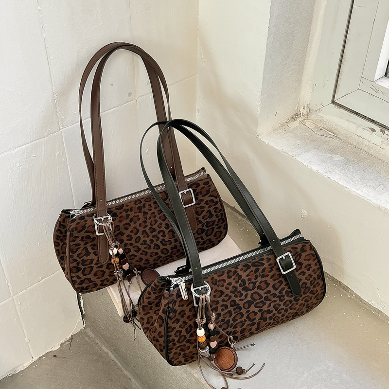 Leopard-print Underarm Bag Vintage-style Shoulder And Crossbody Bag For Women