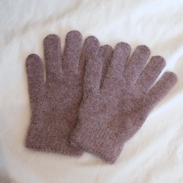 Women's Winter Finger Knitting Cute Monochrome Girl Versatile Pure Color Warm Gloves Milk Coffee - Shop at LoveMi