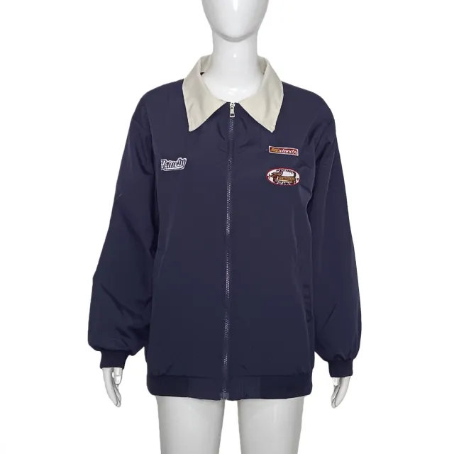 New Stylish Embroidered Bomber Jacket Baseball Uniform Top Blue - Shop at LoveMi