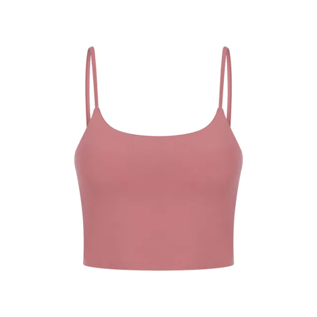 Push Up Shockproof Beauty Back Strap Sports Fitness Yoga Top With Chest Pad Peach Blush - Shop at LoveMi