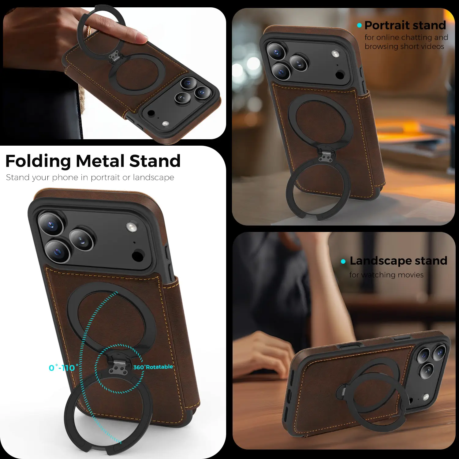 Magnetic Bracket Protection Mobile Phone Shell Flip Leather Case