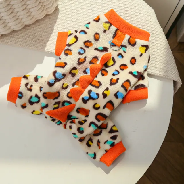 Dog Clothes Autumn And Winter French Bulldog Fleece 497 Orange Leopard Print - Shop at LoveMi