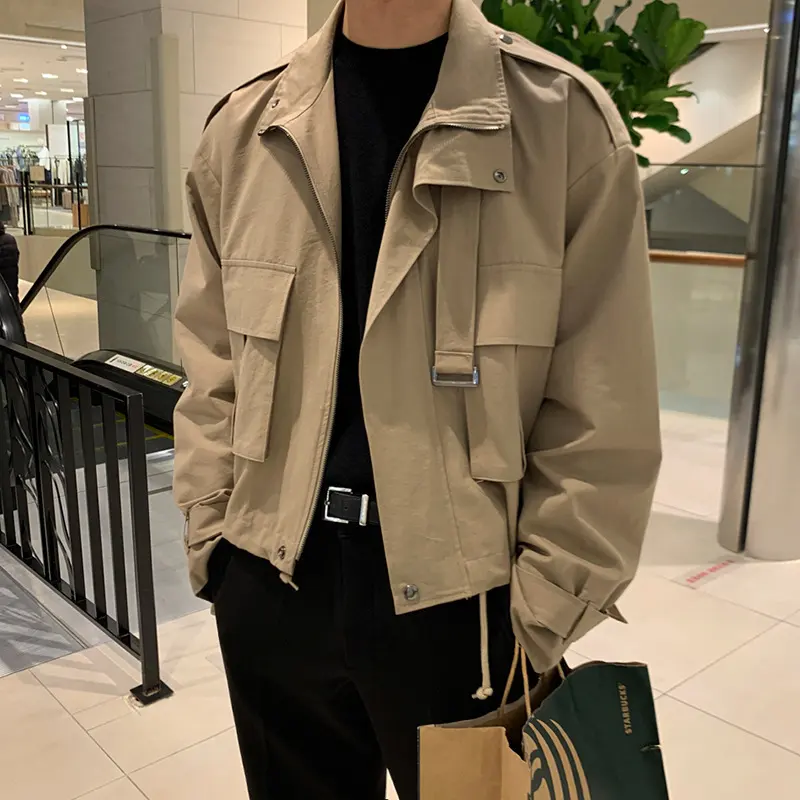 Lightly Mature Handsome Sense of Design Lapel Vintage Overalls