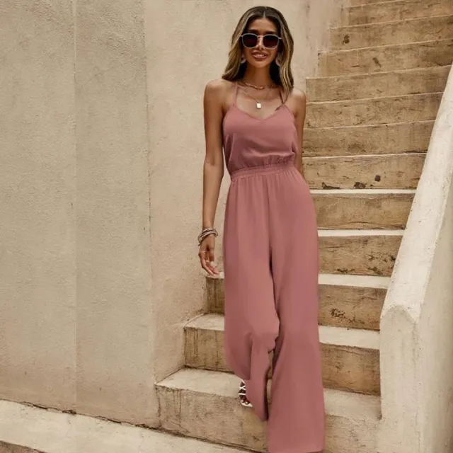 Women's Jumpsuit Loose Strap Tube Top High end Drape Red - Shop at LoveMi