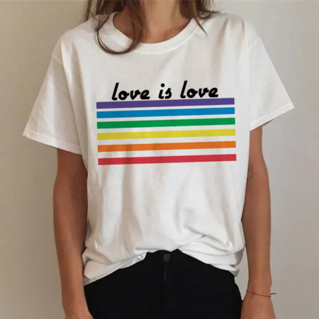 Fashion Creative Printing Love Gay Women's Short sleeved T shirt 10551 White - Shop at LoveMi