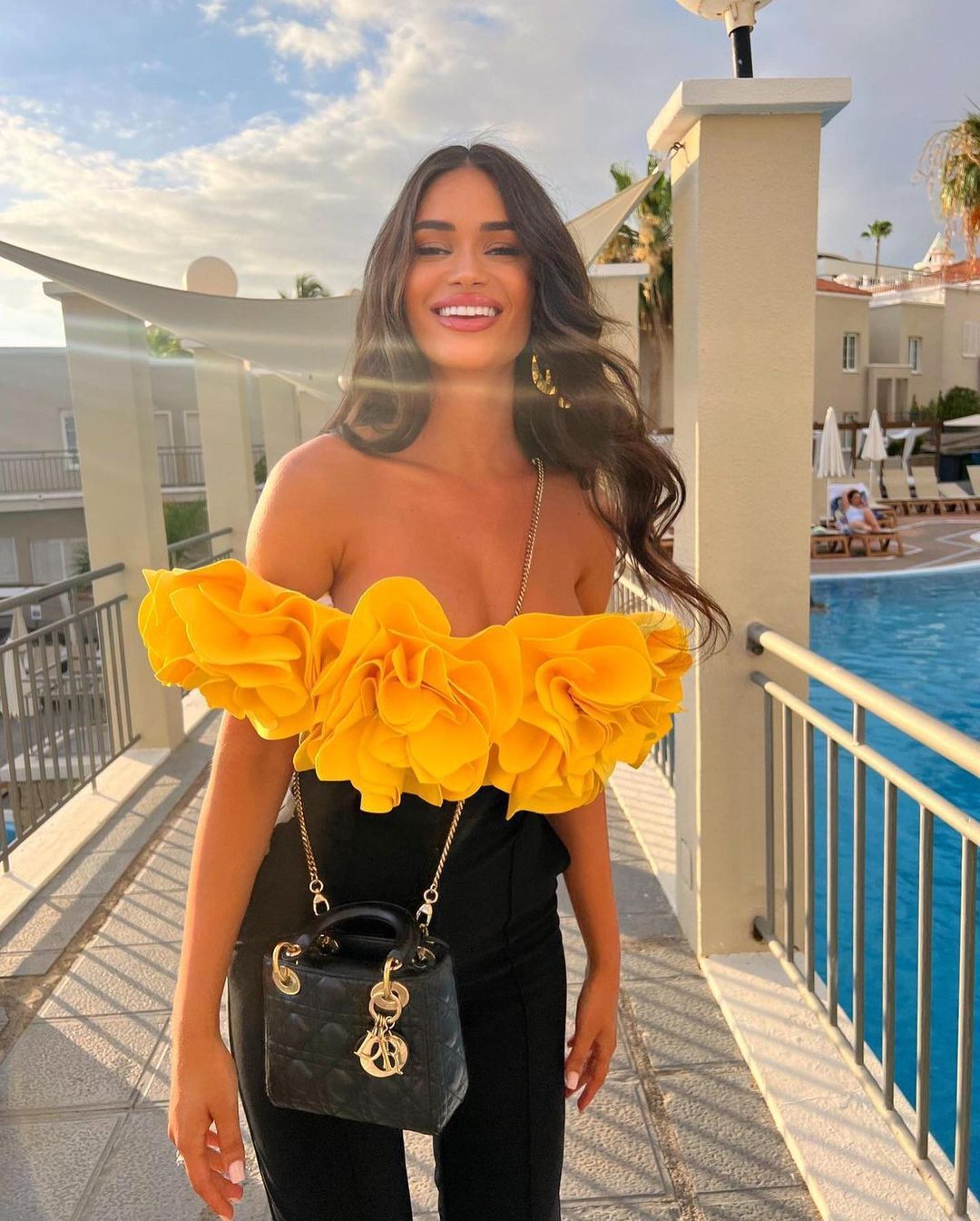 Three-dimensional Flower Tube Top High-grade Solid Color One-piece Swimsuit Suit