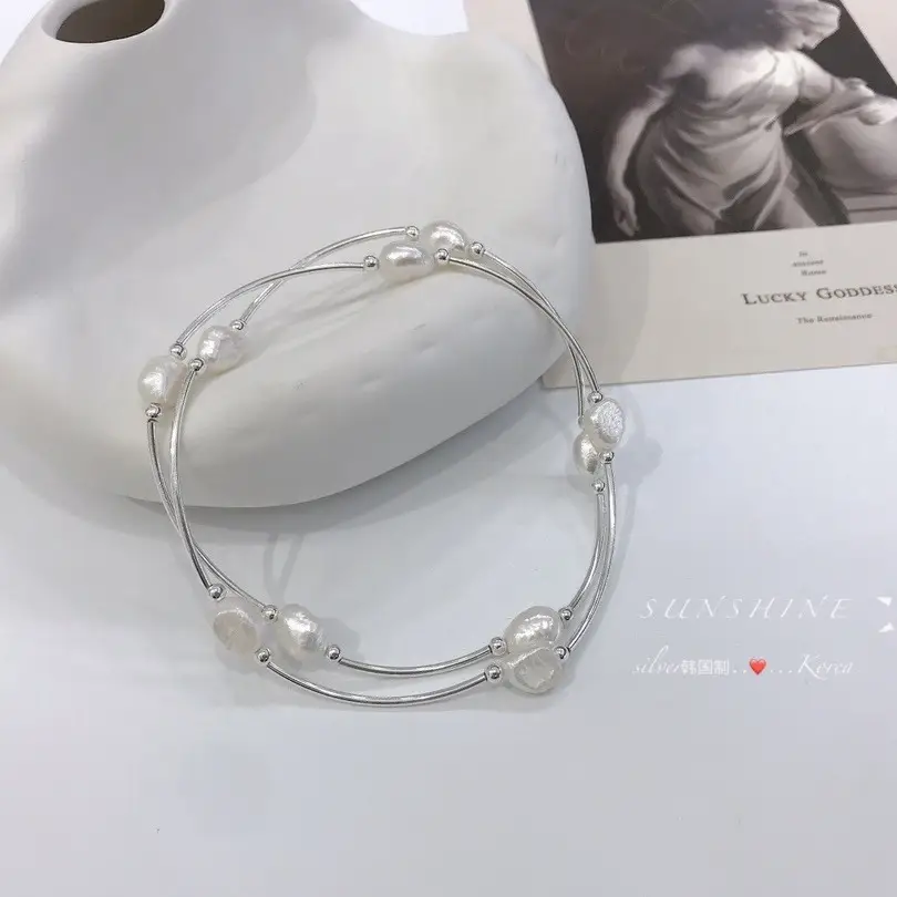 S925 Sterling Silver Baroque Pearl Bracelet