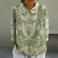 Women's Fashionable Retro Floral Print Shirt - Xl2462Hyh10 - View 1